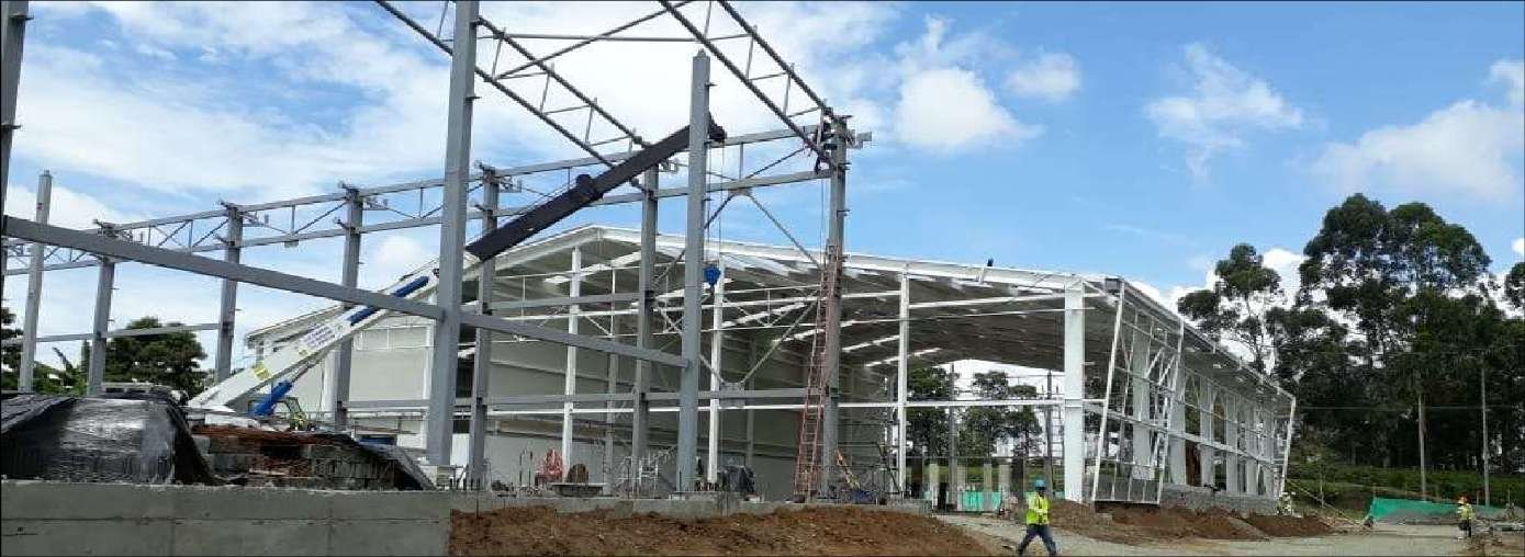 Planta de producción Café Quindío, Vereda El Caimo, Armenia: estructura metálica de GVS Construcciones